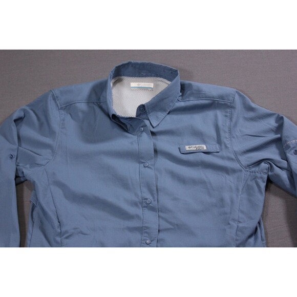 Columbia PFG Shirt Womens Omni Shade Vented Fishing Shirt Snap Up Blue Sz Small - Picture 2 of 12